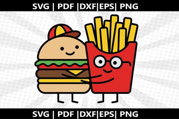 Burger Fries SVG Cricut Cut File: A Versatile Graphics Freebie for Creative Projects