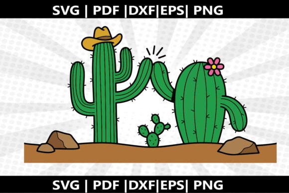 Cactus Desert High SVG Cricut Cut File: A Graphic Design Asset for Creative Marketplaces