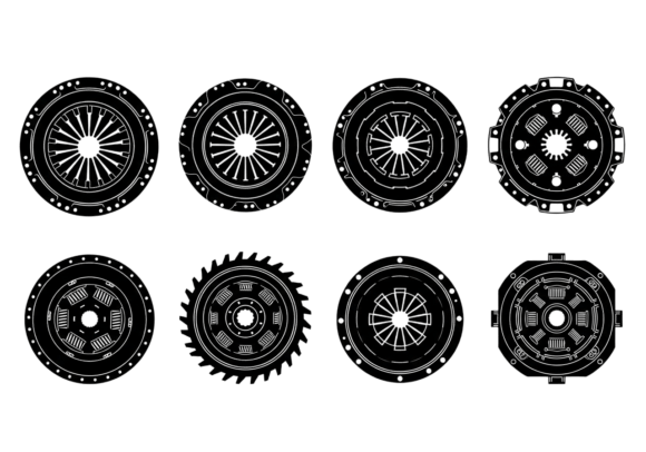 Clutch Disc Vector Icons Set: A Versatile Graphic Asset for Crafts and Branding