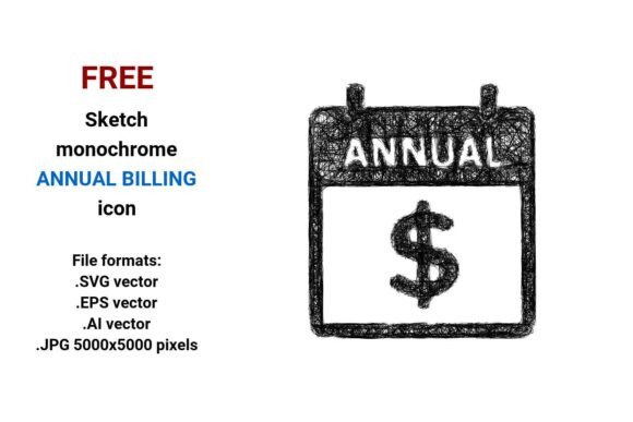 FREE Sketch Annual Billing Icon for Graphics and Freebies