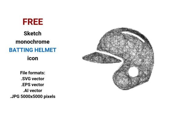 FREE Sketch Batting Helmet Icon: A Versatile Graphic for Digital Sellers