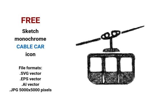 FREE Sketch Cable Car Icon for Graphics and Freebies