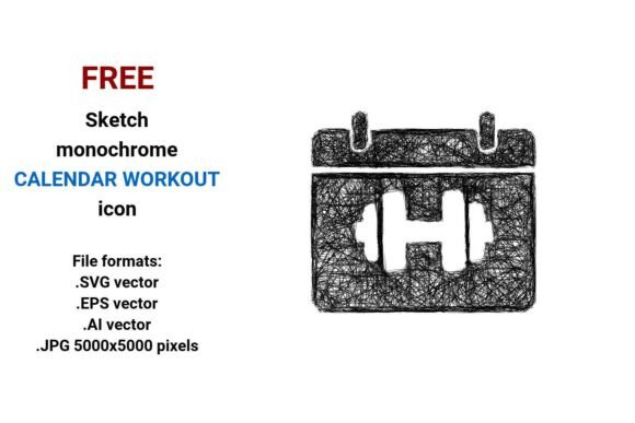 FREE Sketch Calendar Workout Icon – A Versatile Graphic Design Freebie for Digital Sellers