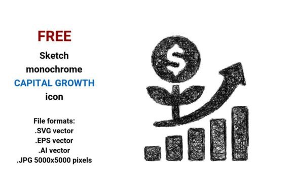 FREE Sketch Capital Growth Icon for Graphics and Freebies