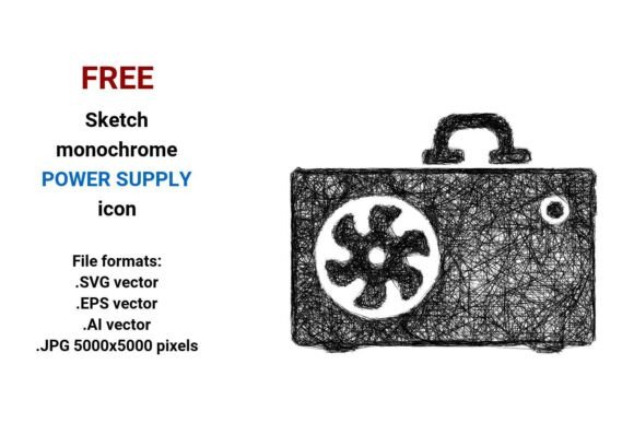FREE Sketch Power Supply Icon: A Modern Graphic Design Asset for Content Creators