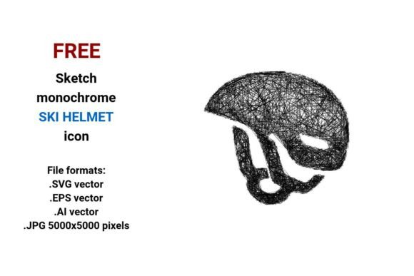 FREE Sketch Ski Helmet Icon – A Practical Graphic Design Asset for Digital Sellers