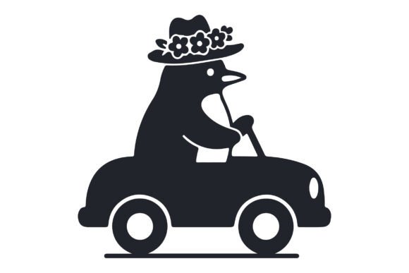Penguin Riding Car SVG: A Playful Embroidery Design for Creative Projects