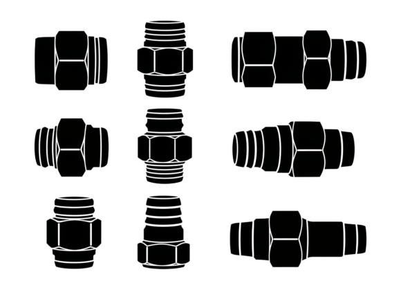 Plumbing Fittings Vector Icons for Crafts and Graphics